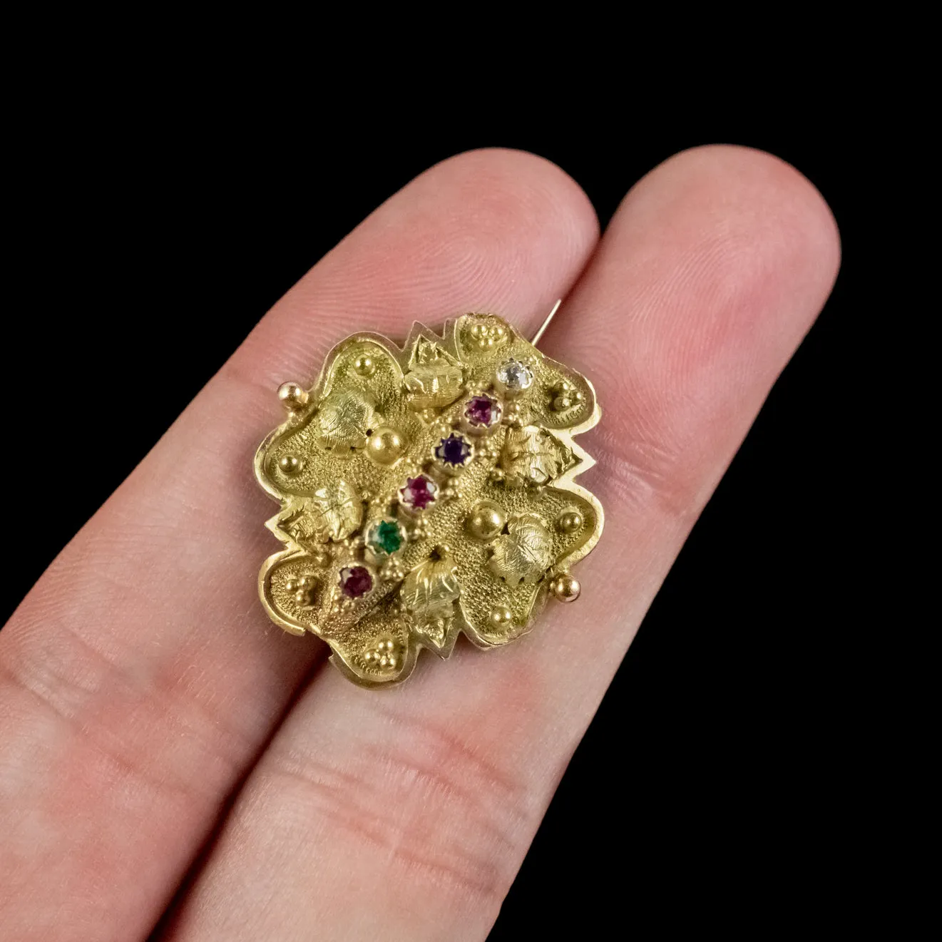 Antique Victorian Regard Brooch 18ct Gold Circa 1880