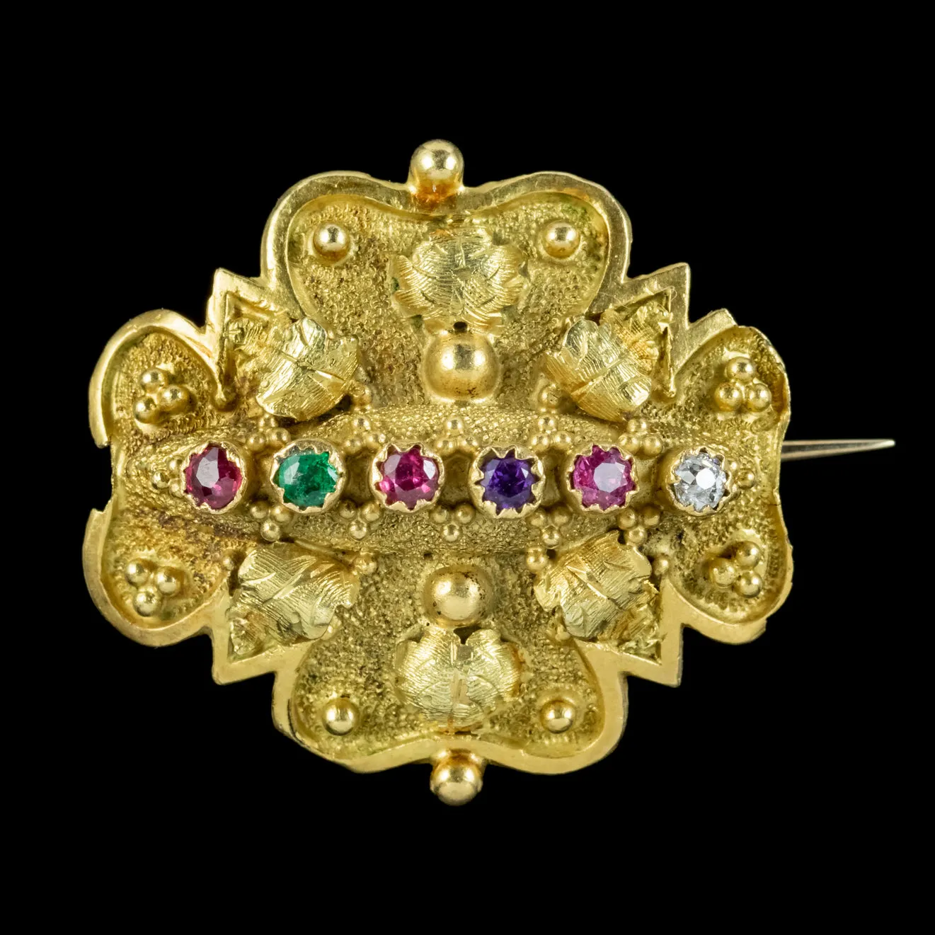 Antique Victorian Regard Brooch 18ct Gold Circa 1880