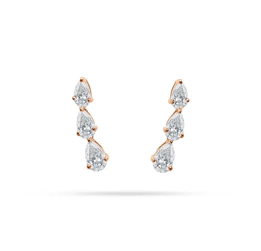 Arc Pear Diamond Stud Earrings