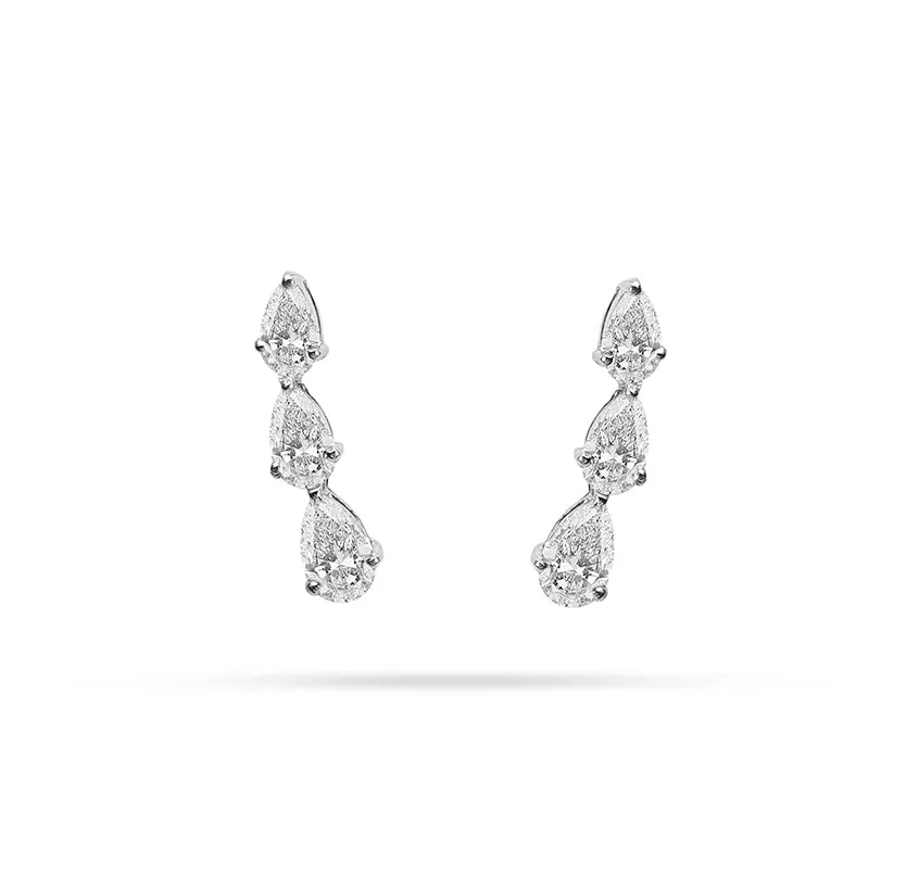 Arc Pear Diamond Stud Earrings