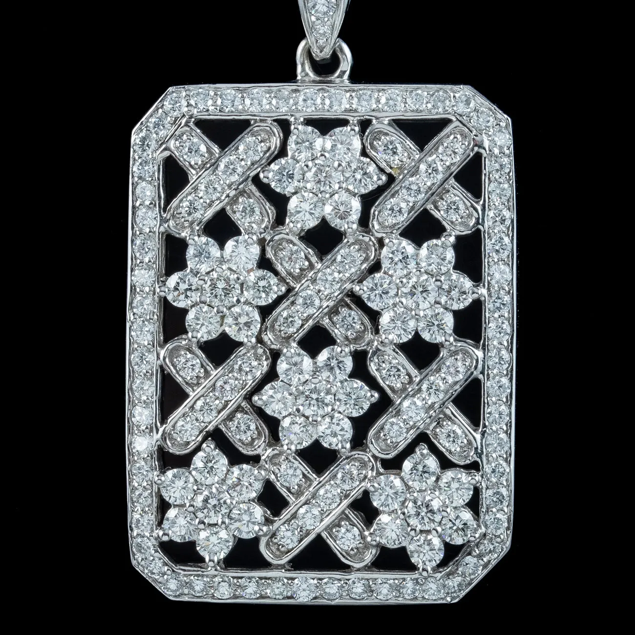 Art Deco Style Diamond Pendant Necklace 14ct Gold 8ct Of Diamond