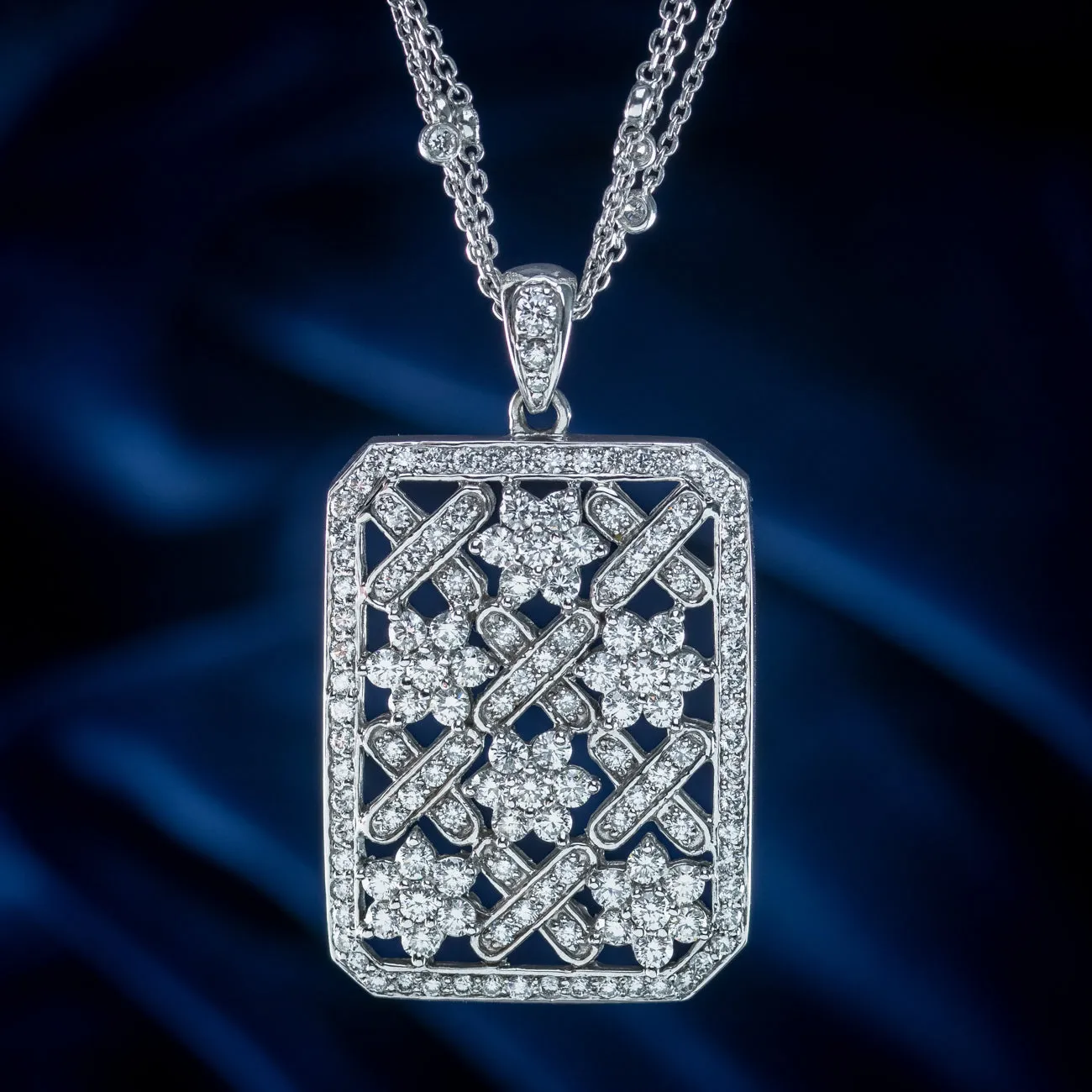 Art Deco Style Diamond Pendant Necklace 14ct Gold 8ct Of Diamond