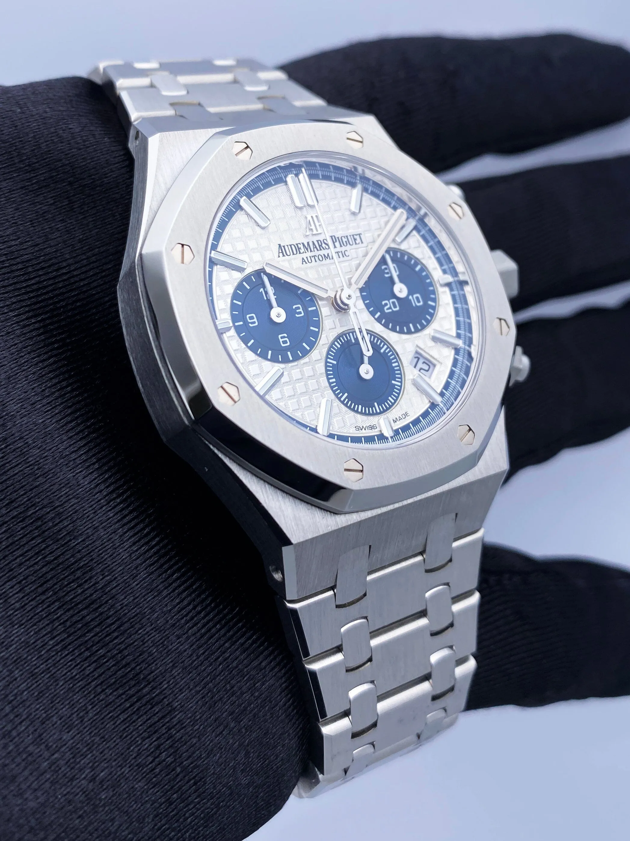 Audemars Piguet Royal Oak 26315ST Silver & Blue Dial Mens Watch Box Papers