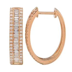 Baguette Diamond Border Wide Oval Hoops