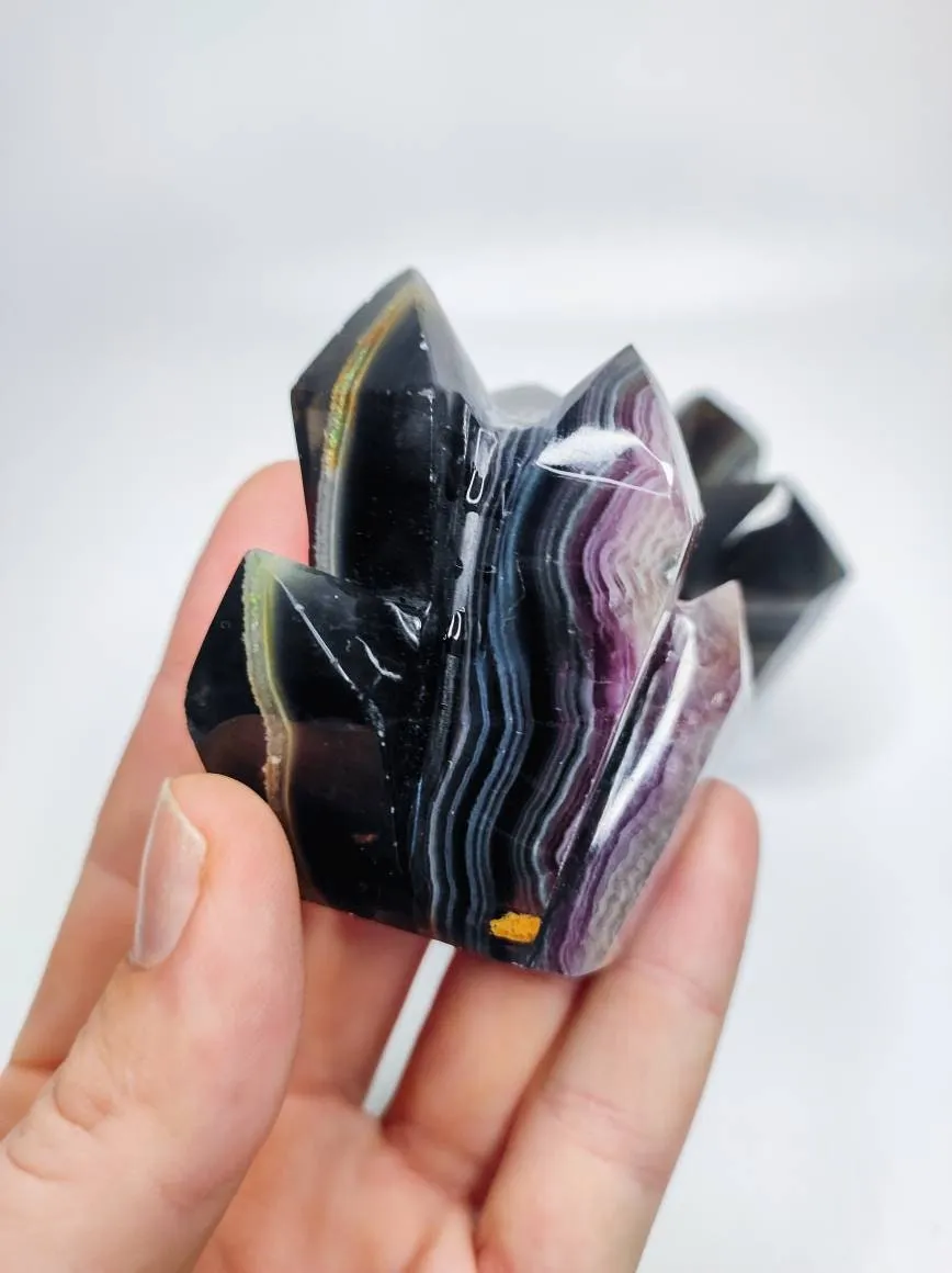 Banded Black Onyx with Amethyst Specimen