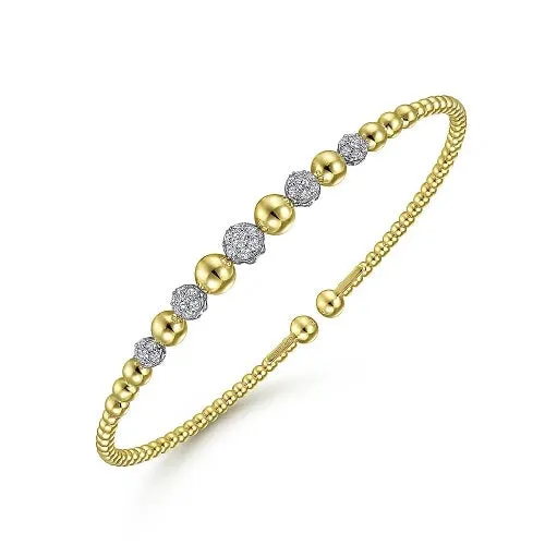 Beaded Yellow Gold Bangle Bracelet