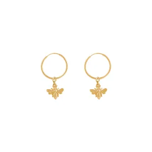 Bee Hoop Earrings - Gold