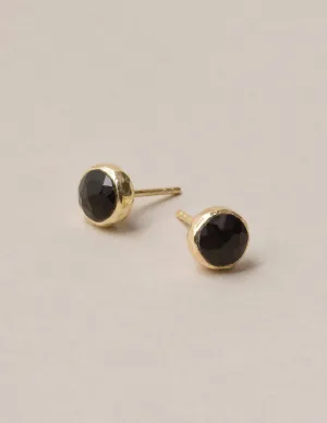 Black Onyx Gold Stud Earrings