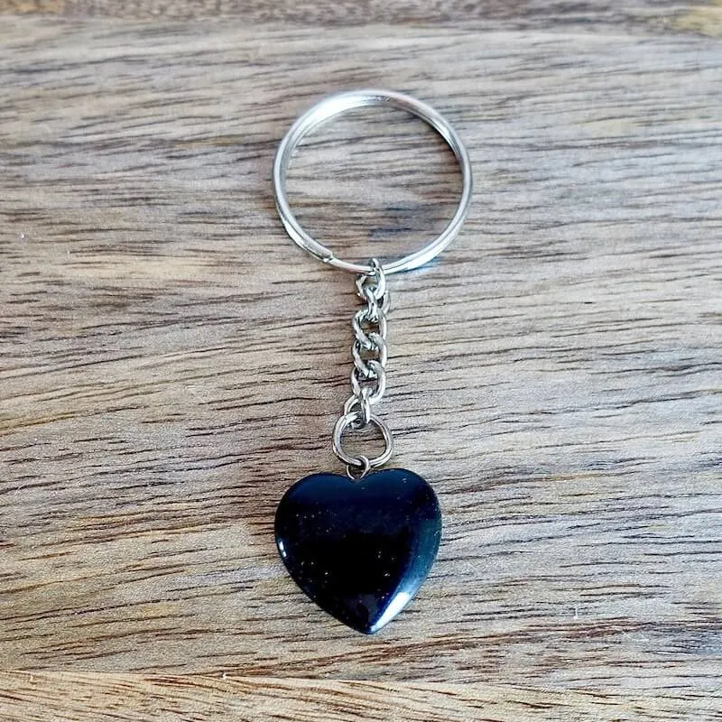 Black Onyx Natural Gemstone Keychain