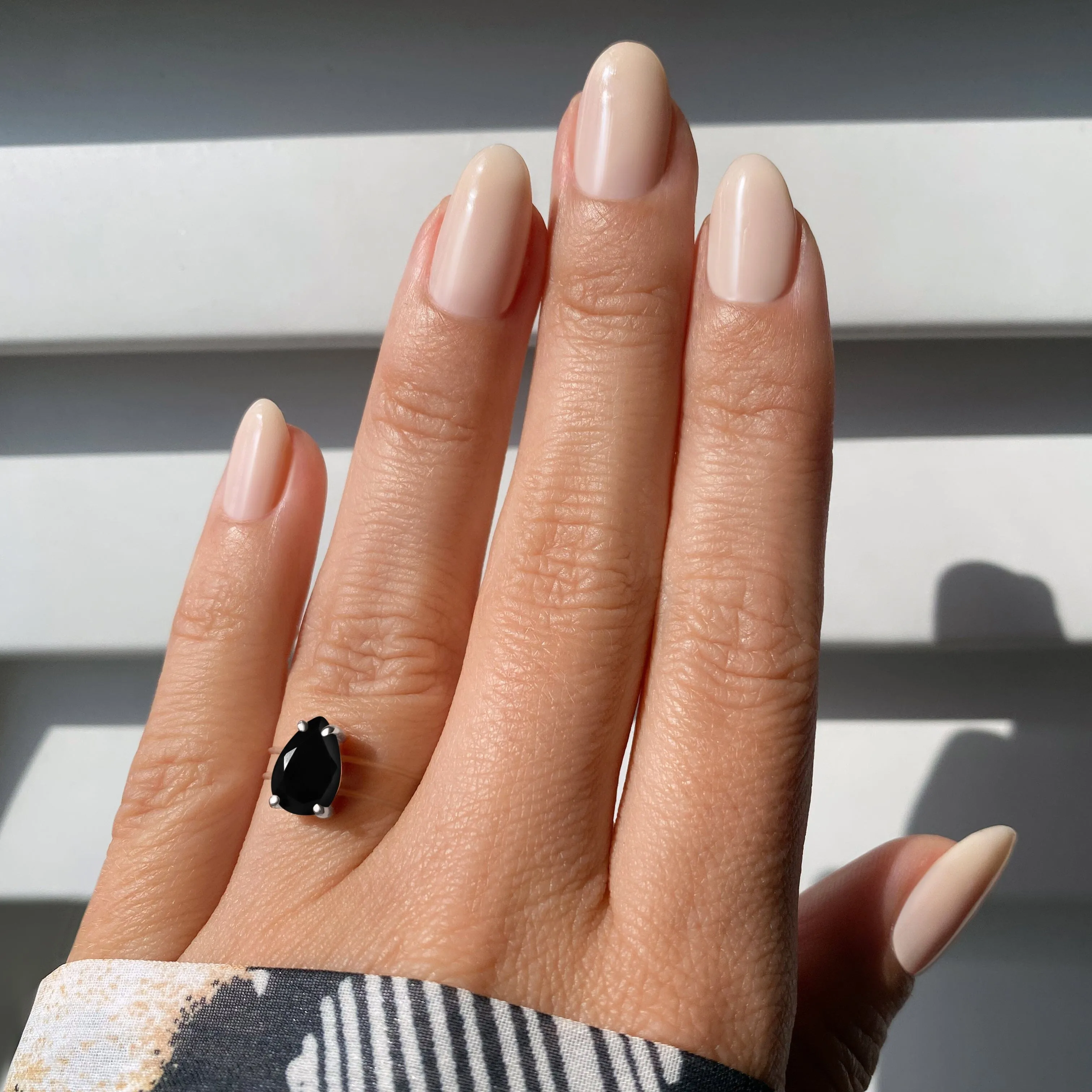 Black Onyx Ring Floating Sway - December Birthstone