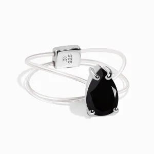 Black Onyx Ring Floating Sway - December Birthstone