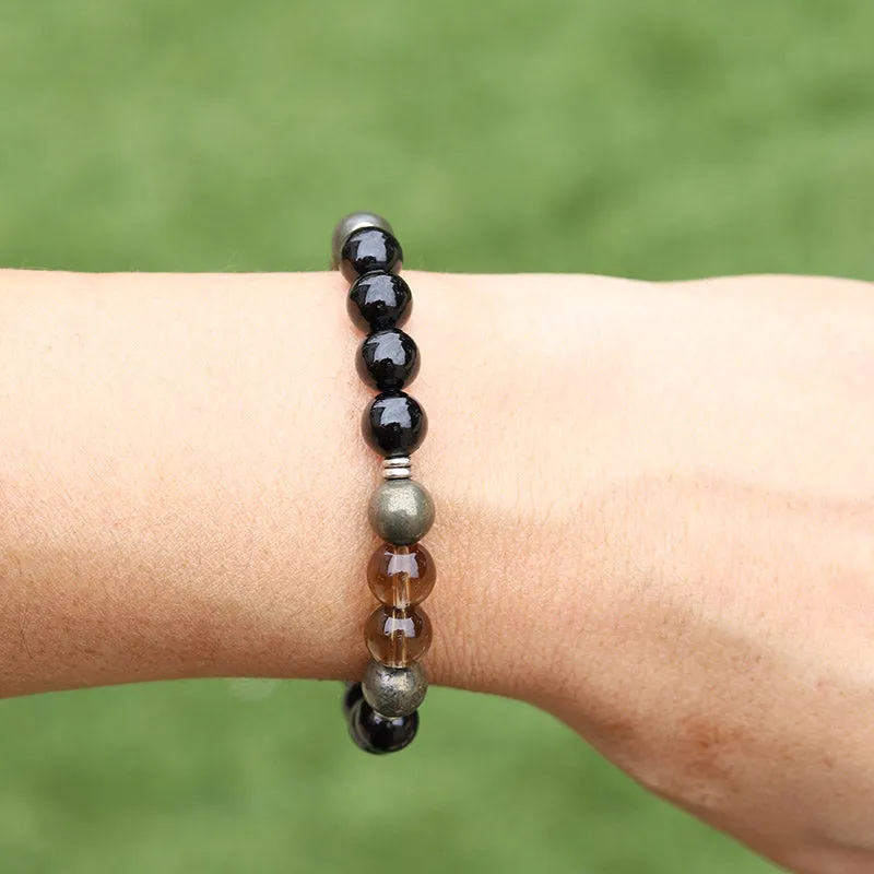 Black Tourmaline and Smoky Quartz Bracelet