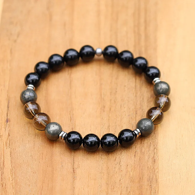 Black Tourmaline and Smoky Quartz Bracelet