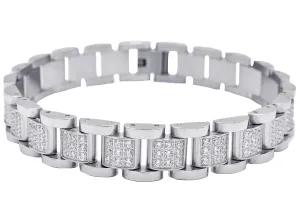 Blackjack Men's Bracelet SS & Clear CZ BJB256B