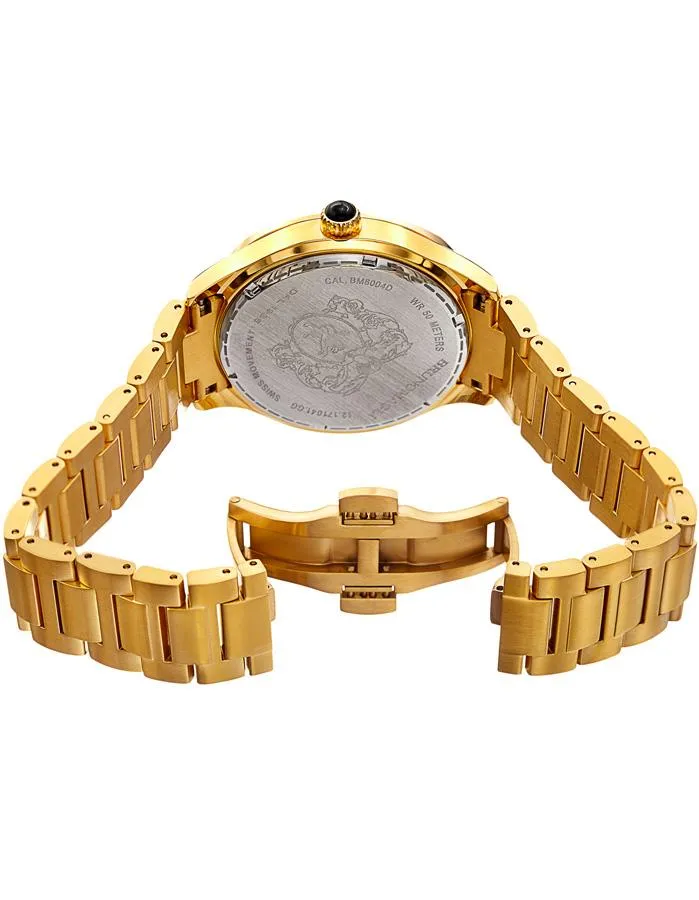 Bruno Magli Mens Amadeo Leather Dial Watch - Gold-Tone - Bracelet - Date Window