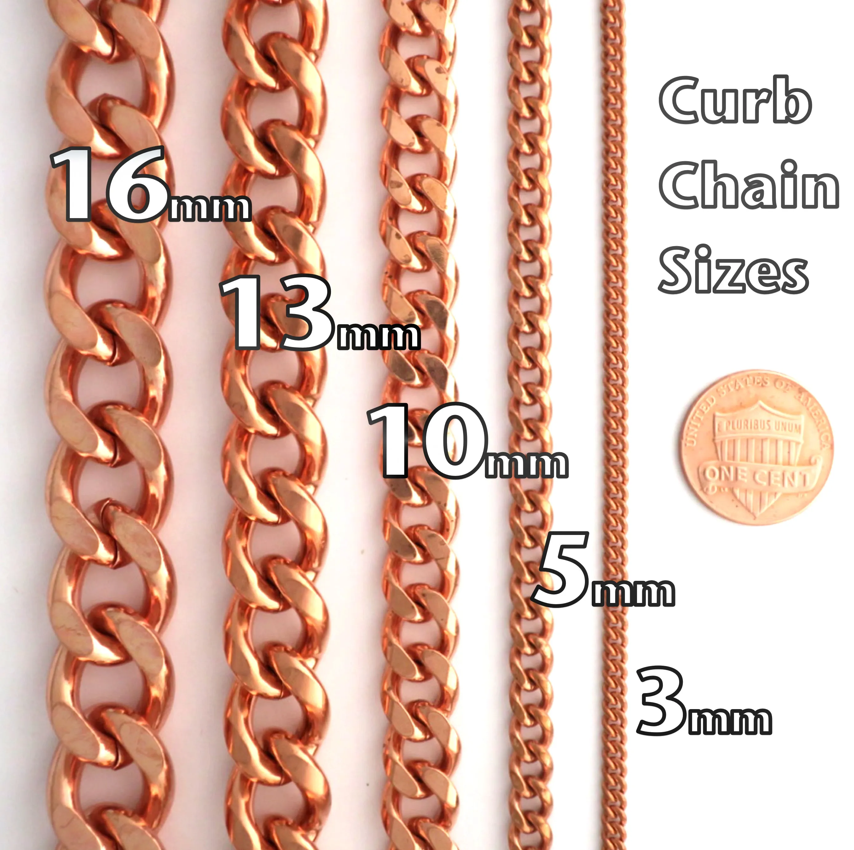 Bulk Copper Curb Chain 5mm Medium Copper Chain by the Foot FC72 Copper Jewelry Making Supplies