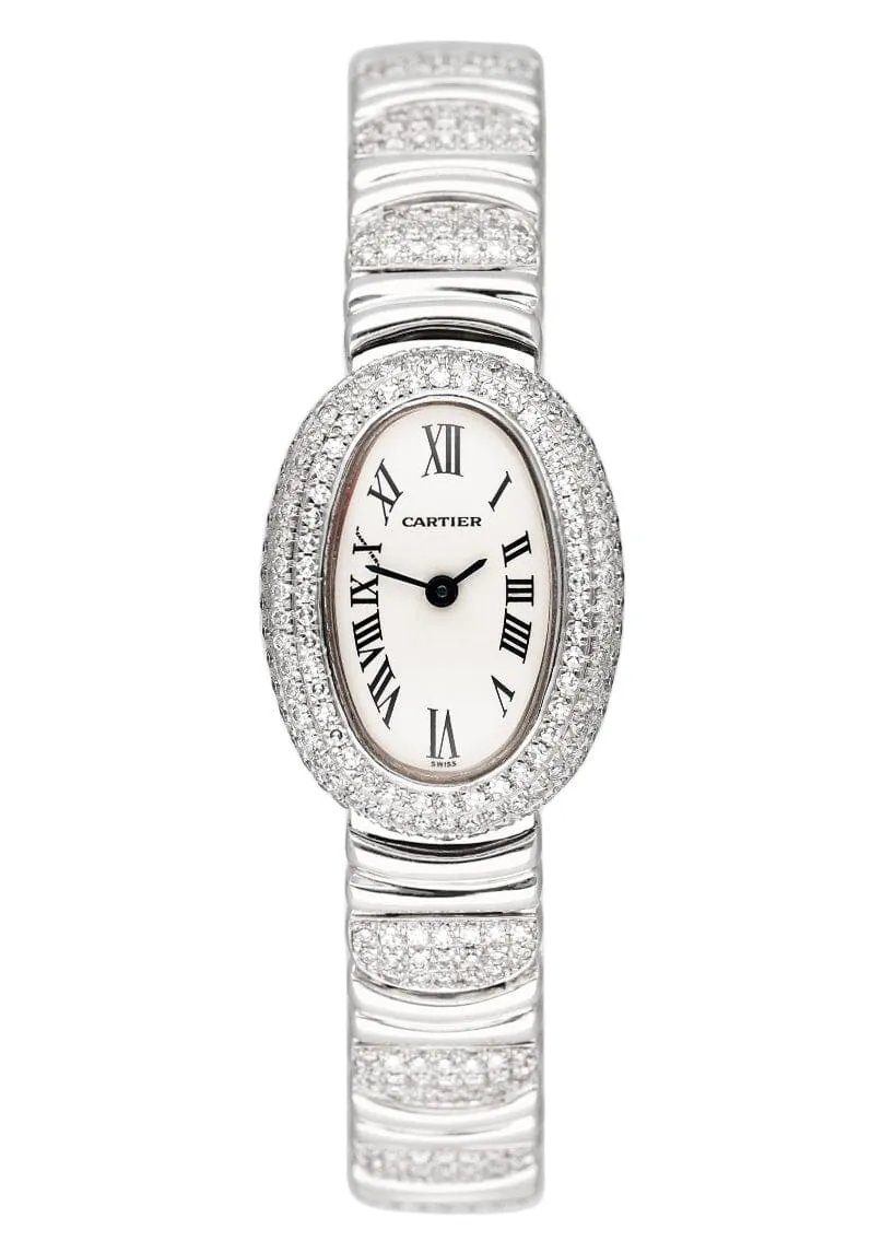 Cartier Baignoire Mini W1518956 Diamond White Gold Ladies Watch