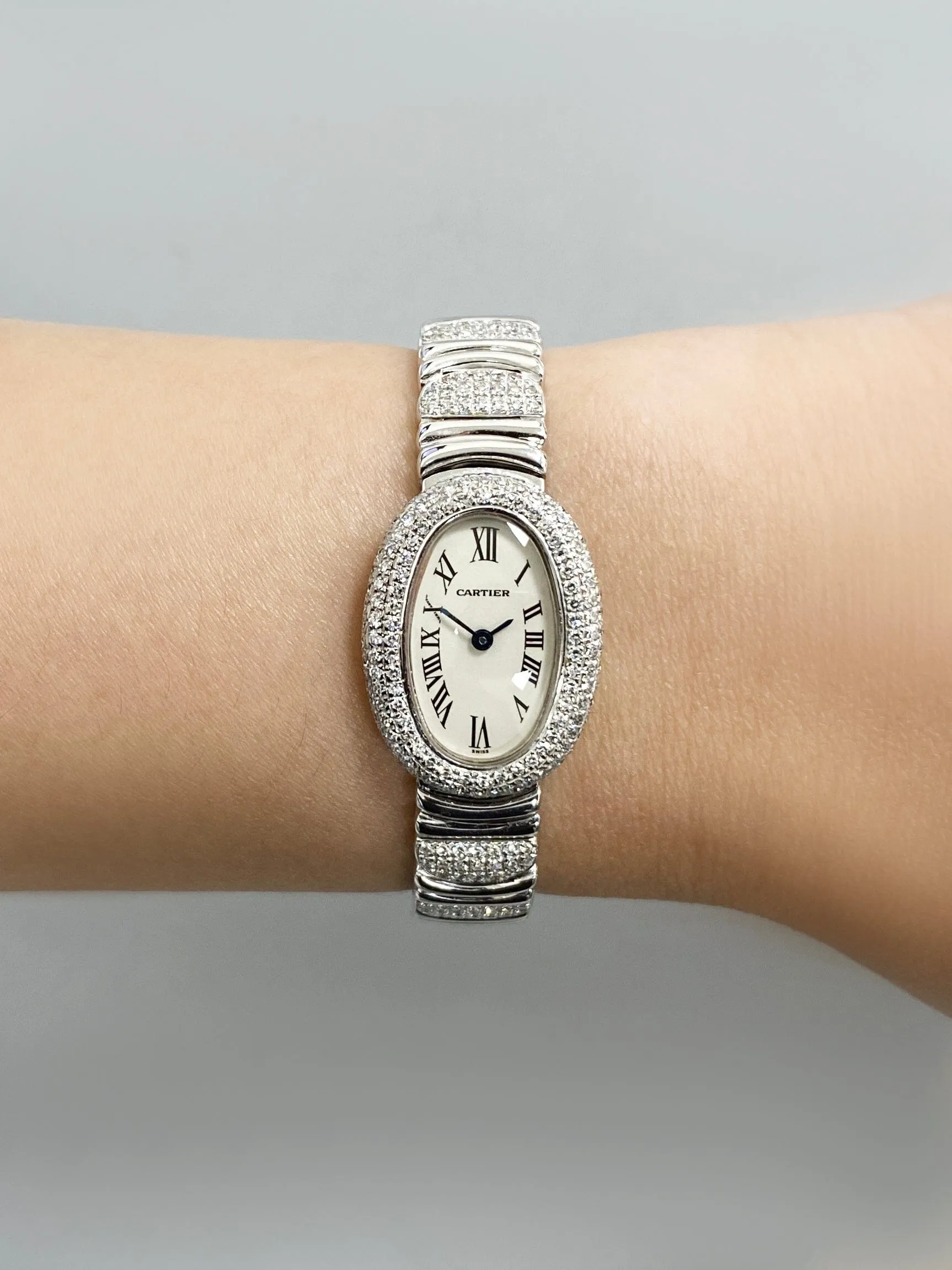 Cartier Baignoire Mini W1518956 Diamond White Gold Ladies Watch