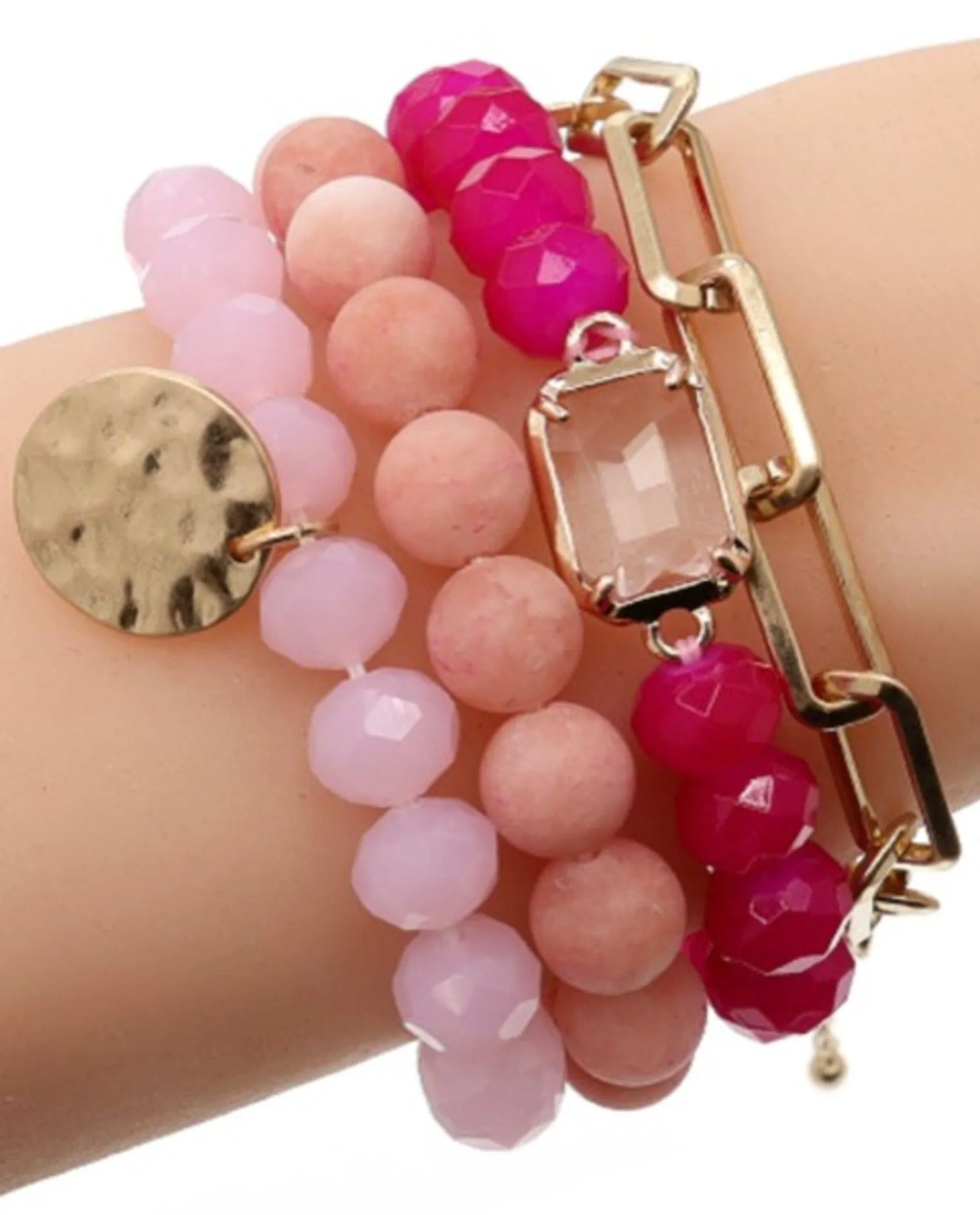 CB2156 Multi Stone Crystal Beaded Bracelet Set