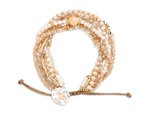 Champagne Beaded Prayer Bracel