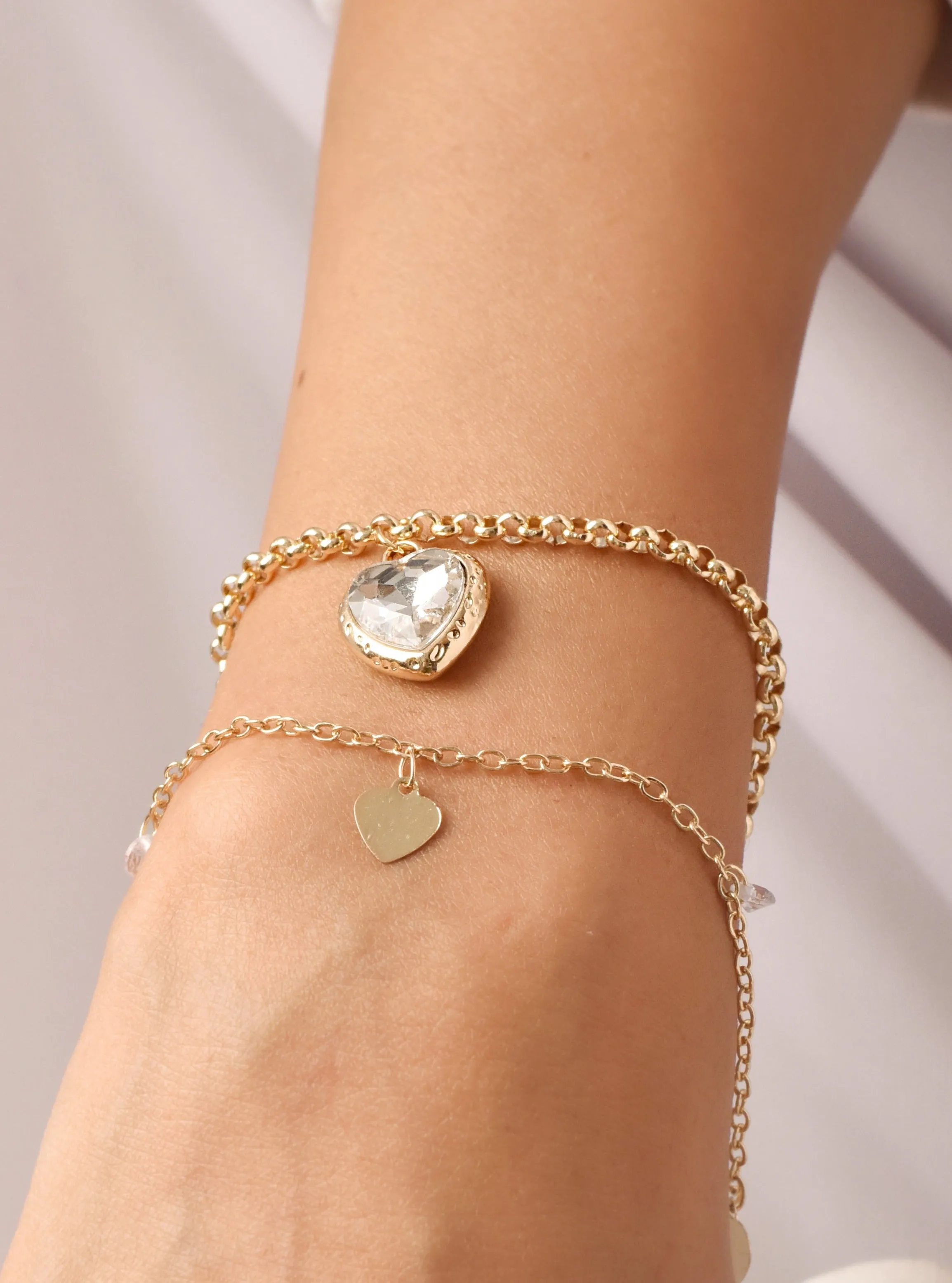 Classic Hearts Layered Charms Bracelet