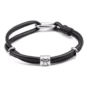 Classy Men Pisces Zodiac Leather Bracelet