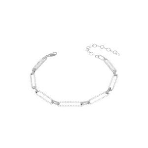 Cubic Zirconia Pave Paperclip Chain Link Bracelet