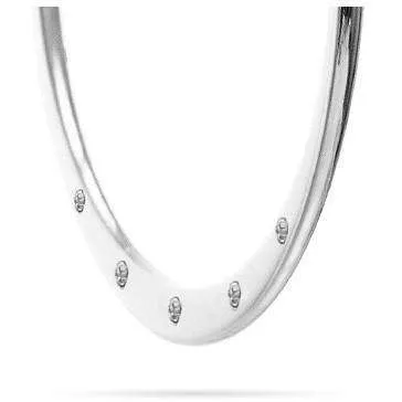 CZ Accented Polished Stainless Steel Hoop Earrings