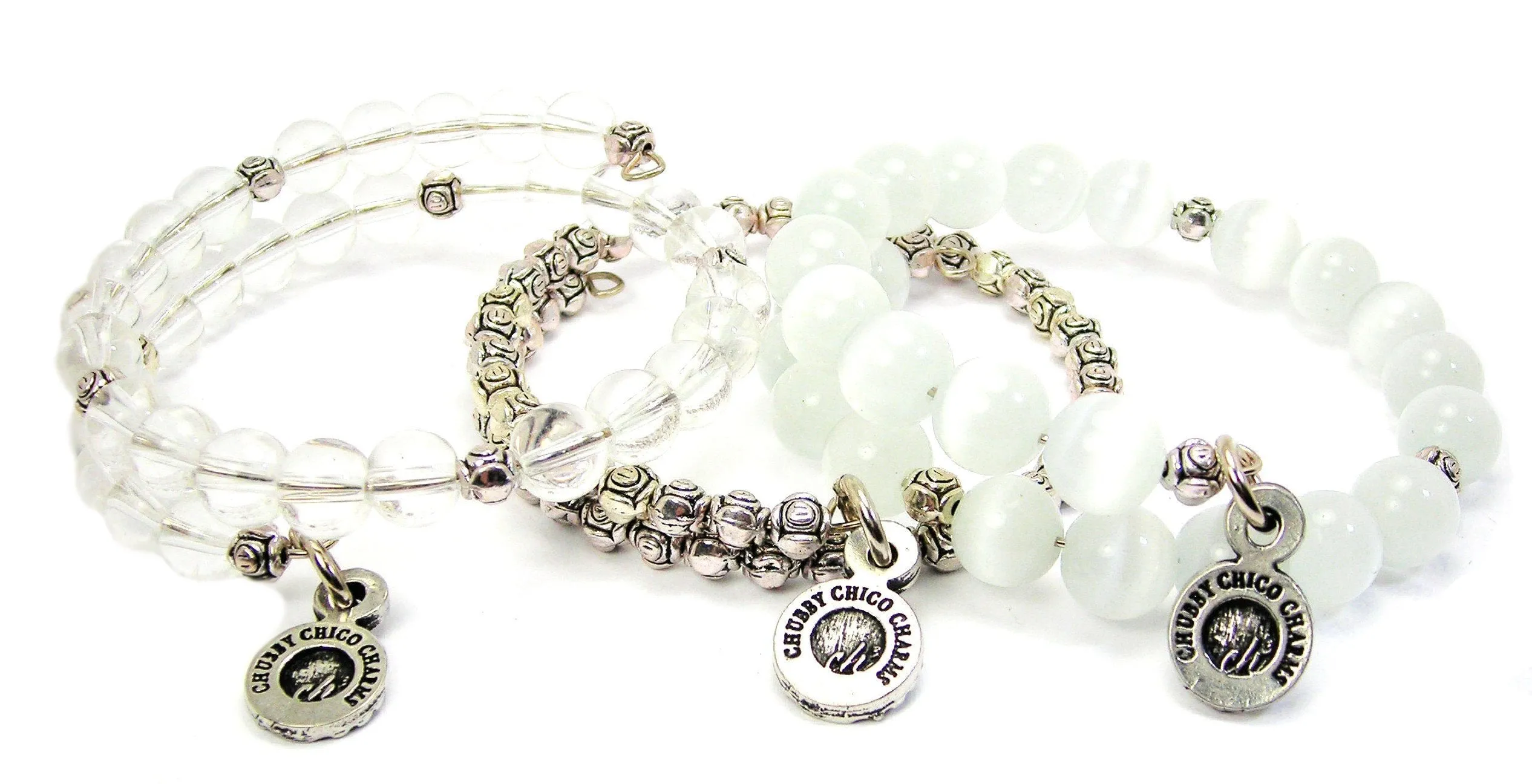 Derby Girl 3 Piece Wrap Bracelet Set Cats Eye Glass And Pewter