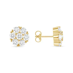 Diamond Flower Cluster Push Back Earrings