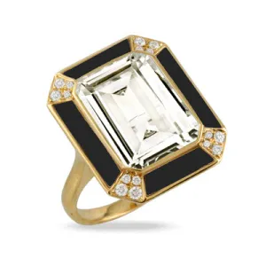 Doves White Topaz Black Onyx and Diamond Ring R8897BOWT