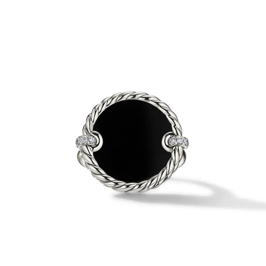 DY Elements Ring with Black Onyx and Diamonds, 21MM