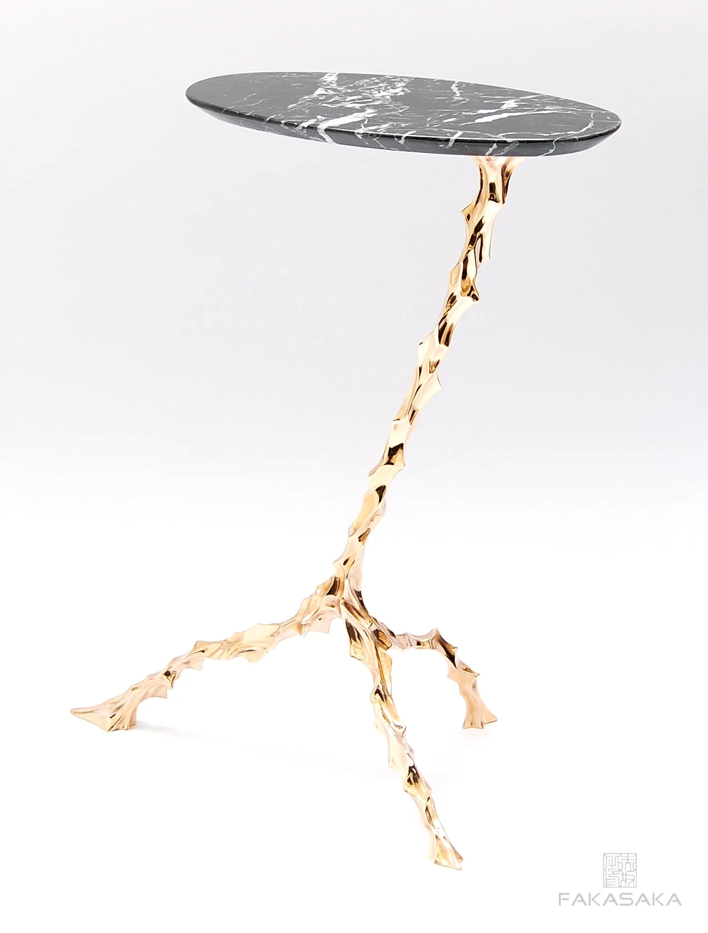 DYLAN DRINK TABLE<br><br>NERO MARQUINA MARBLE<br>POLISHED BRONZE