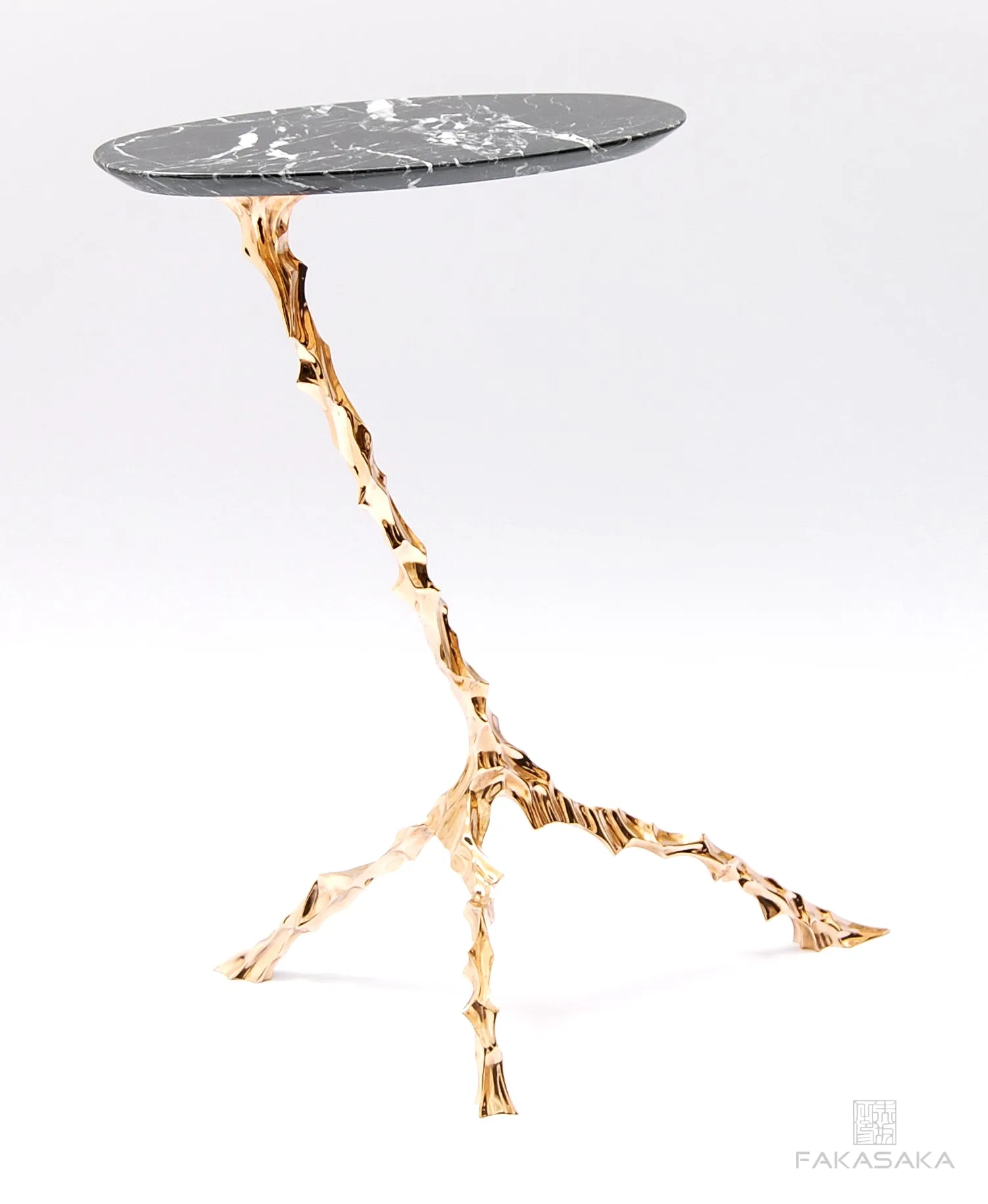 DYLAN DRINK TABLE<br><br>NERO MARQUINA MARBLE<br>POLISHED BRONZE