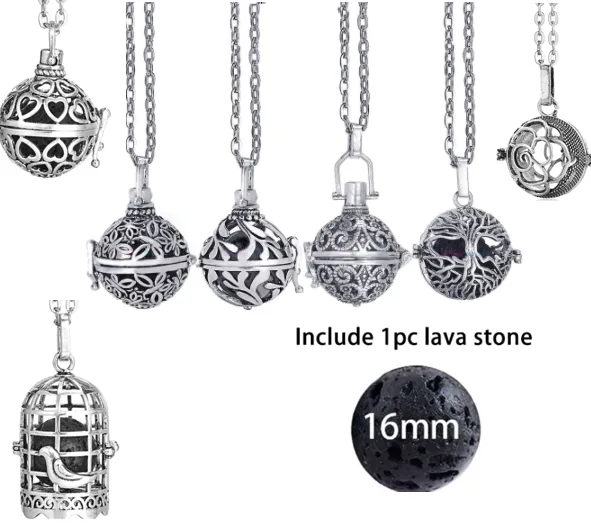 Essential Oil Locket Necklace With Lava Ball  (sold by the piece