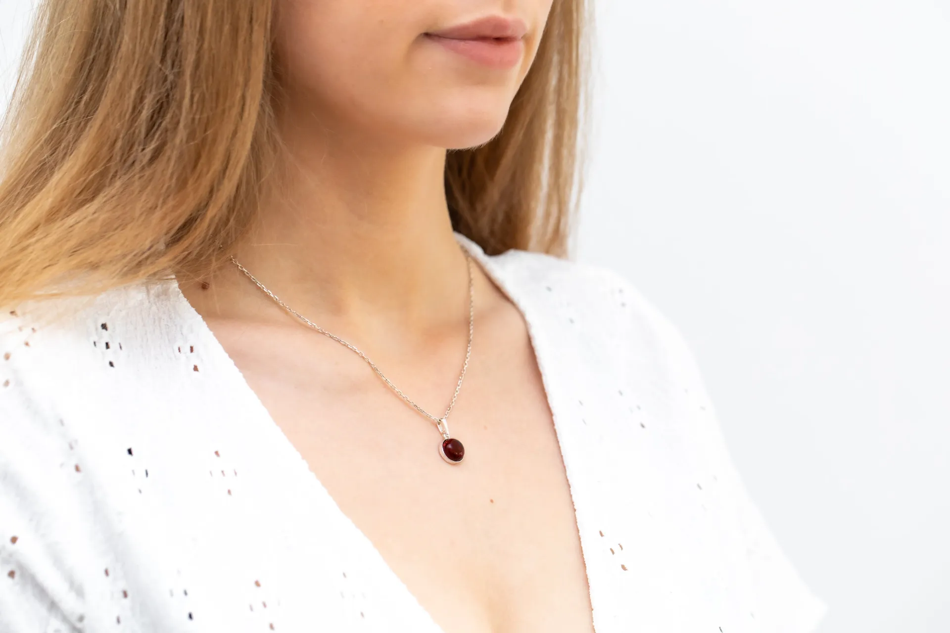 ESSENTIALS Mini Cherry Amber Pendant - Dainty, Minimalist Necklace for Effortless Elegance