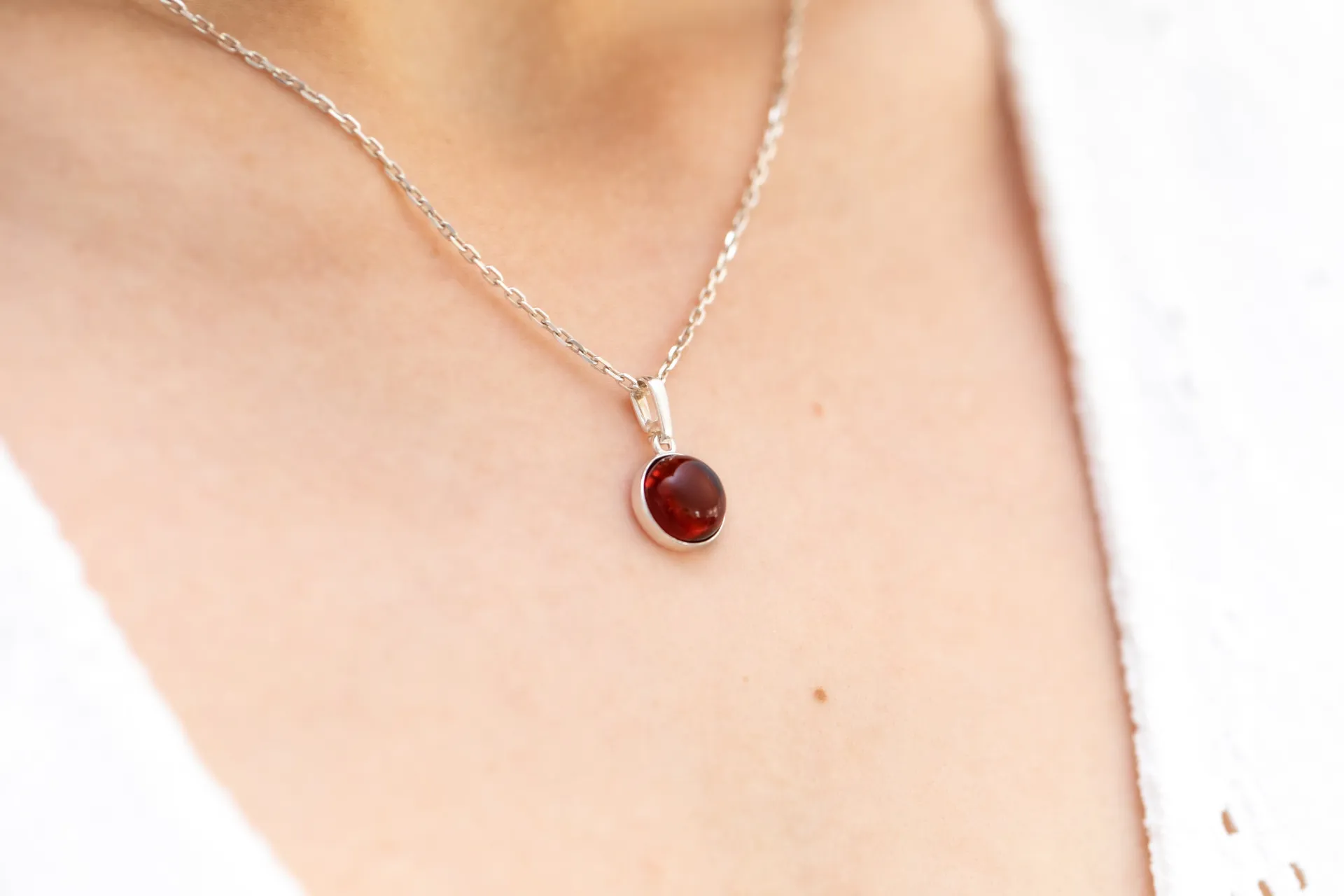 ESSENTIALS Mini Cherry Amber Pendant - Dainty, Minimalist Necklace for Effortless Elegance