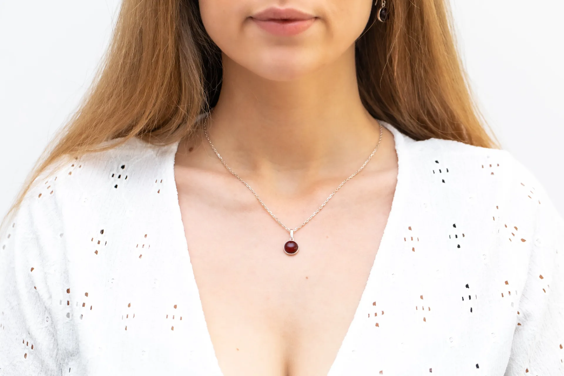 ESSENTIALS Mini Cherry Amber Pendant - Dainty, Minimalist Necklace for Effortless Elegance