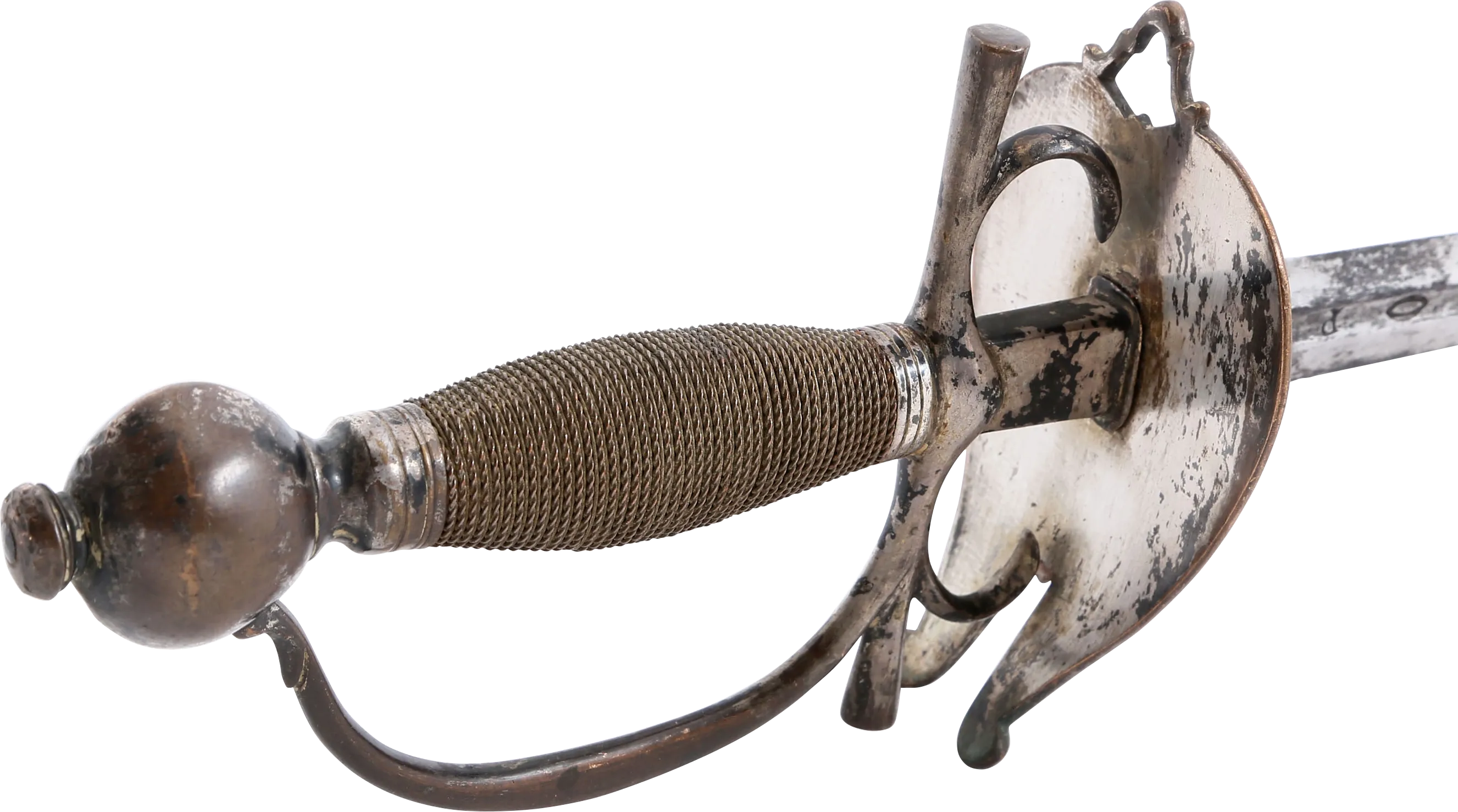 EUROPEAN SILVERED HILT OFFICER’S RAPIER, MID 18TH CENTURY