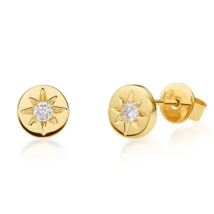 FANCIME Diamond Hope 18K Yellow Gold Star Studs