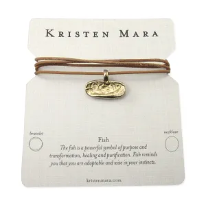 Fish Leather Necklace or Wrap Bracelet