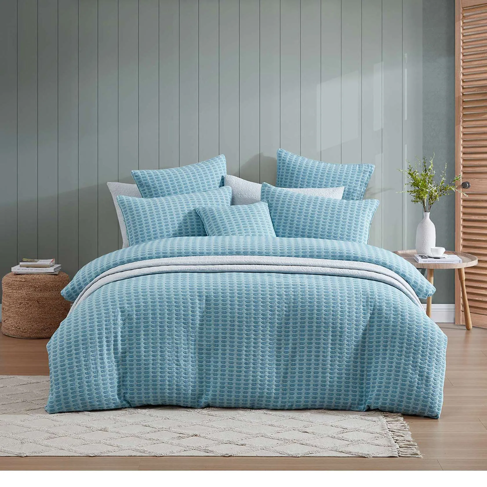 Frankie Turquoise Quilt Cover Set by Logan & Mason Platinum