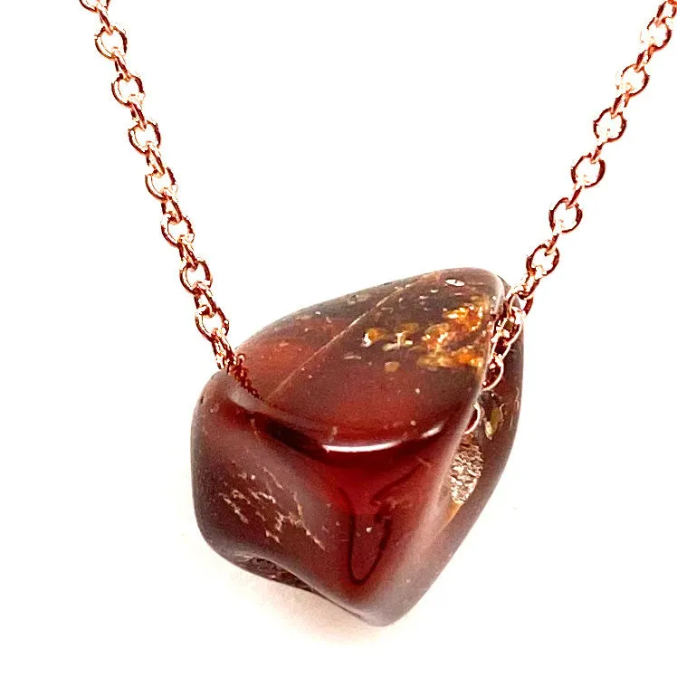 Genuine Natural Baltic Amber Necklace #23 - 16 Kt Gold plated chain necklace Handmade Jewelry - Great gift