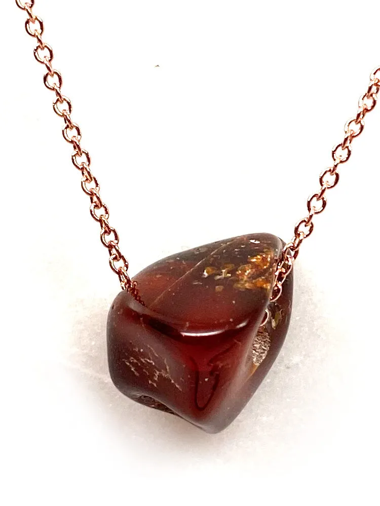 Genuine Natural Baltic Amber Necklace #23 - 16 Kt Gold plated chain necklace Handmade Jewelry - Great gift