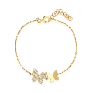 Gold & Pave Double Butterfly Bracelet