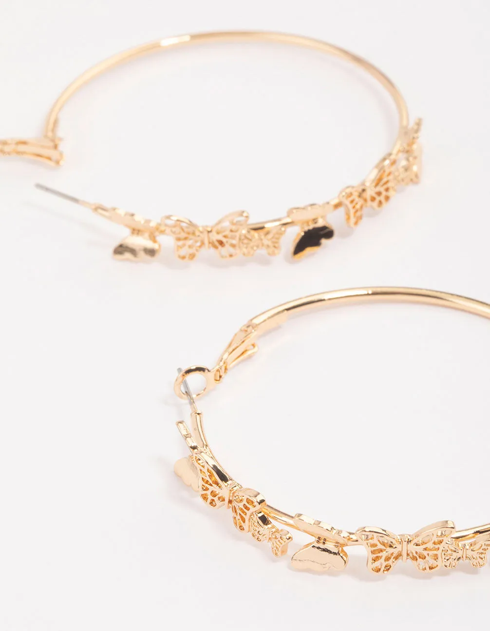 Gold Mini Butterfly Hoop Earrings