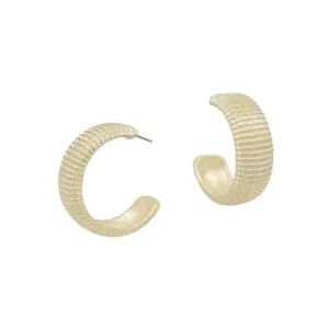 Gold Ribbed Hoop Earrings