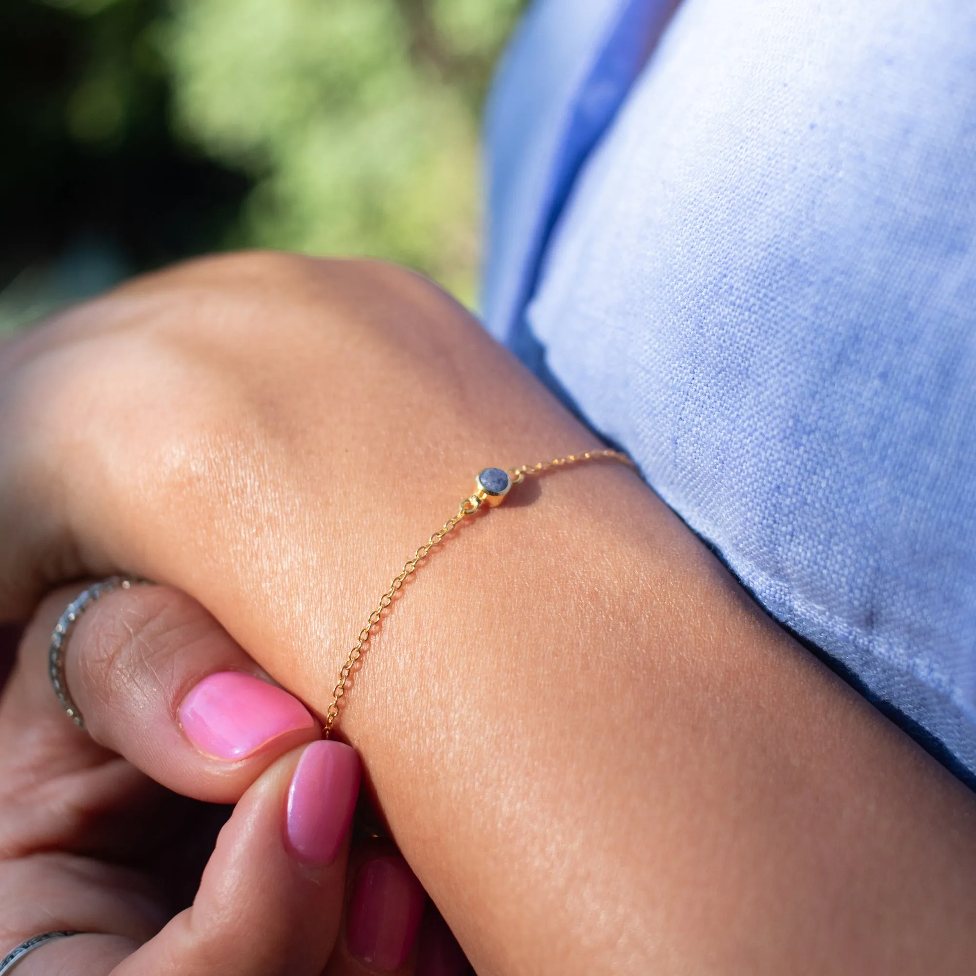 Gold Vermeil Raw Sapphire Solitaire Bracelet