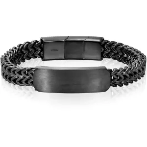 Invicta Men's Bracelet - Black Plated Stainless Steel Double Row Franco ID | B8623