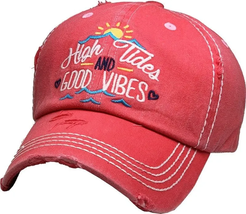 KBV1372 "High Tides and Good Vibes" Vintage Washed Baseball Cap